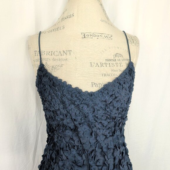 Theia Blue 3D Floral Gown Dress 6 Sleeveless - Picture 2 of 11